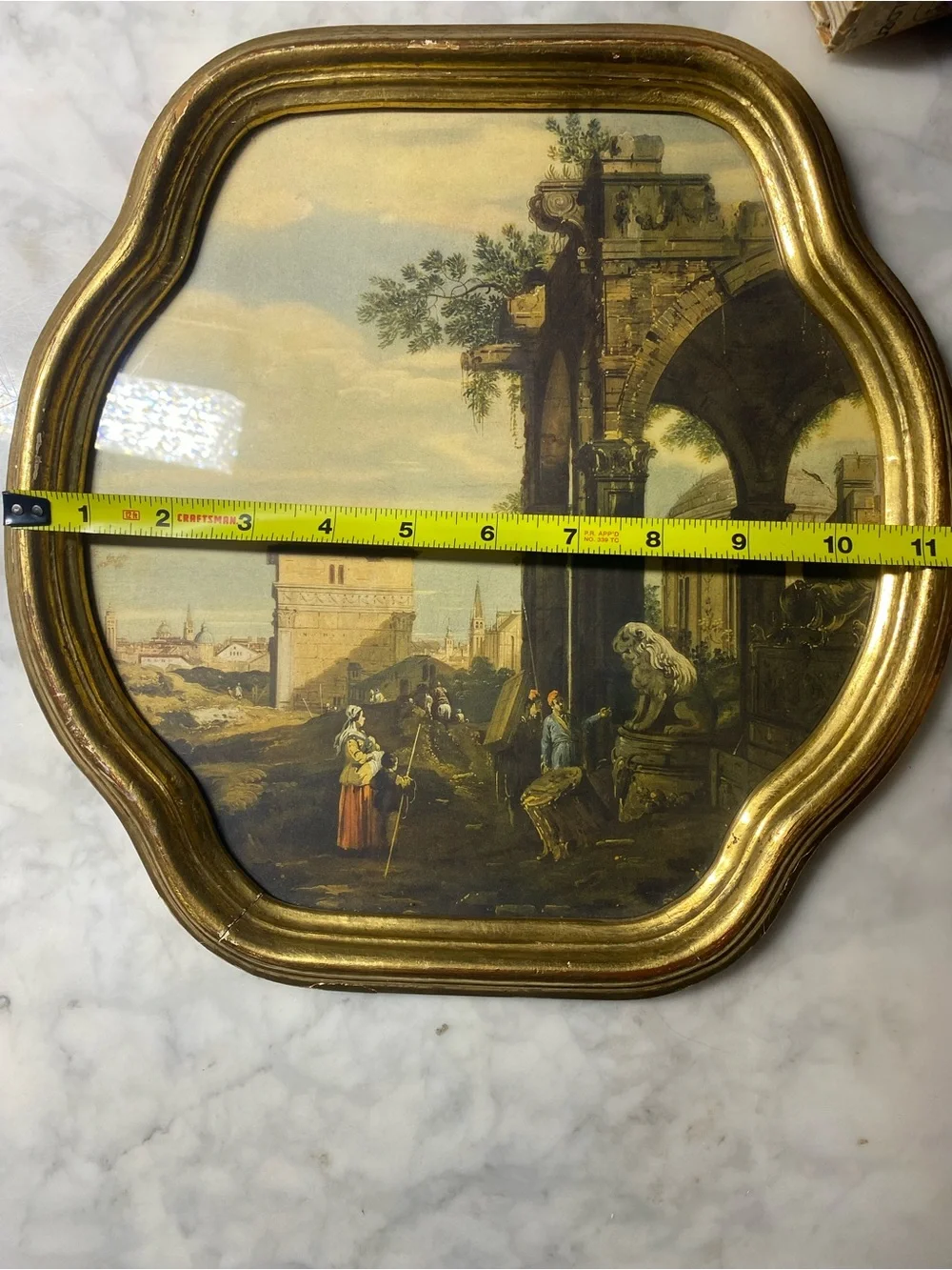 CANALETTO LANDSCAPE FLORENTIA HAND MADE IN ITALY GILT GOLD FRAMED WALL ART
